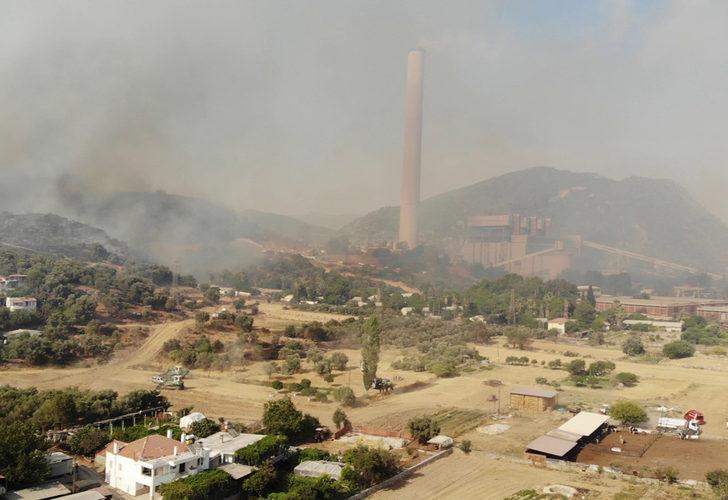 Drone ile görüntülendi! Alevler Kemerköy Termik Santraline böyle ilerledi G3