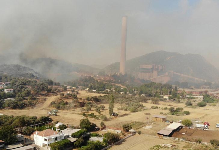 Drone ile görüntülendi! Alevler Kemerköy Termik Santraline böyle ilerledi G5