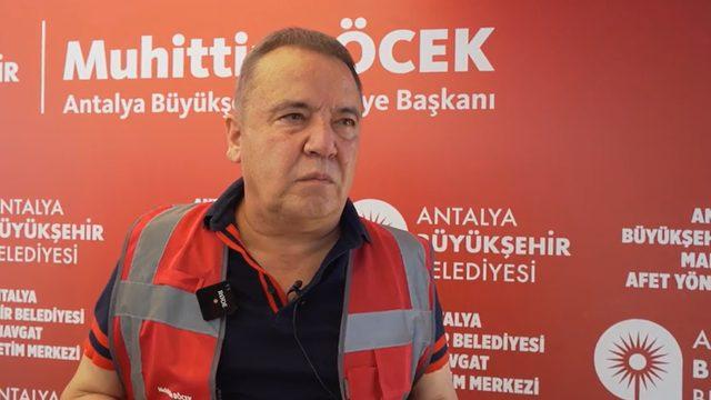 Antalya Büyükşehir Belediye Başkanı Böcek: Yukarıdan müdahale yapılamayınca yangın söndürülemiyor, uçak ve helikopter istiyoruz