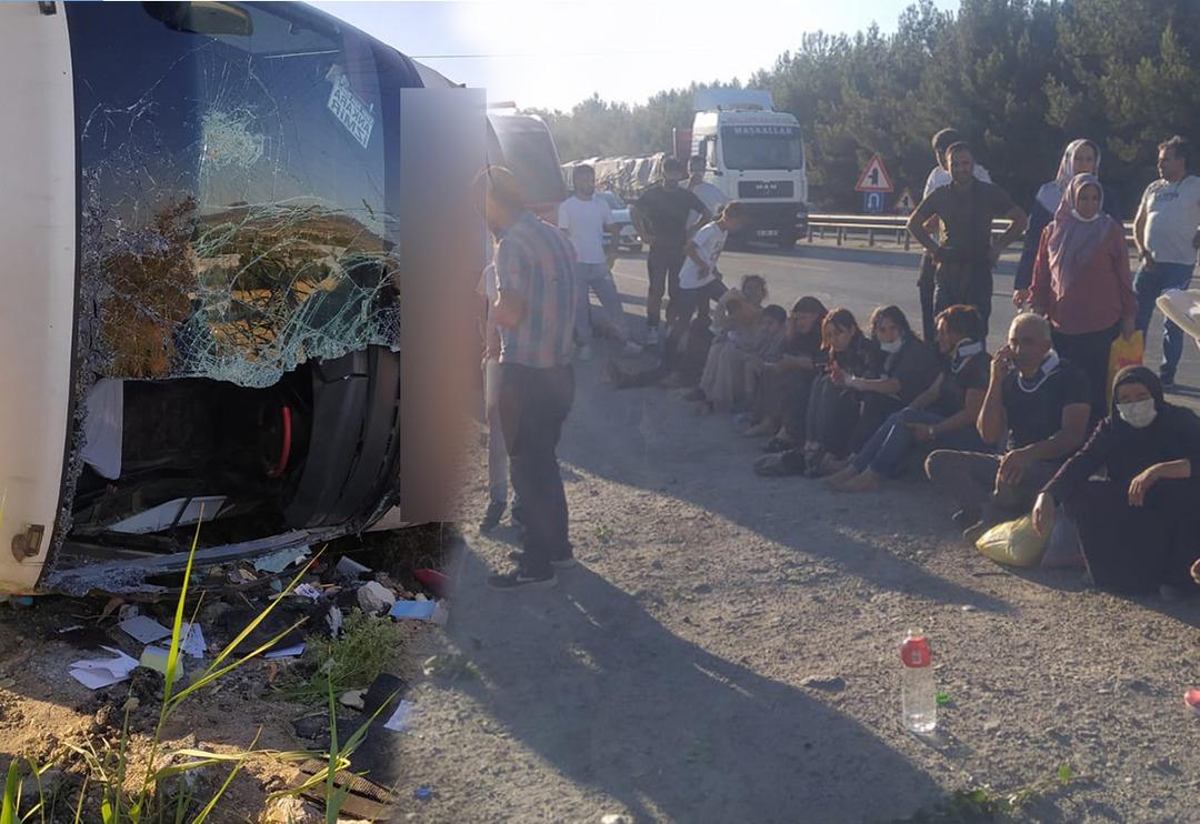 Son Dakika: Uşak'ta yolcu otob&uuml;s&uuml; şarampole devrildi! 33 yaralı