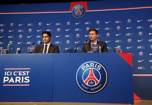 PSG Başkanı Nasser Al-Khelaifi ve Lionel Messi