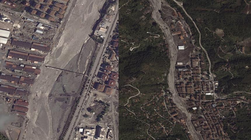 Göktürk-1 Keşif Uydusu sel felaketini uzaydan görüntüledi