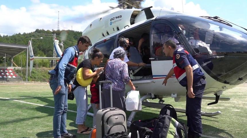 Sinop'ta helikopterlerle tahliye devam ediyor