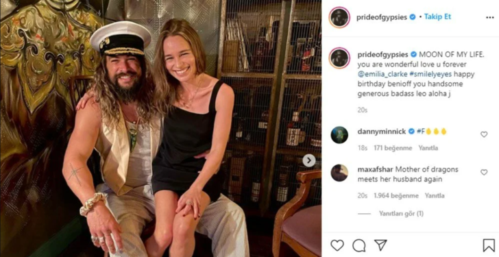 Game of Thrones'un yıldızları Jason Momoa ve Emilia Clarke’dan kucak kucağa poz G1