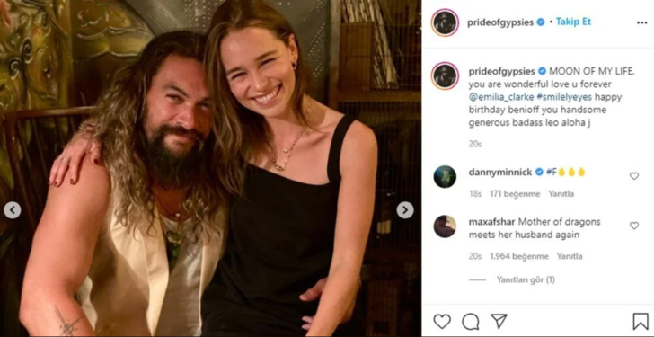 Game of Thrones'un yıldızları Jason Momoa ve Emilia Clarke’dan kucak kucağa poz G2