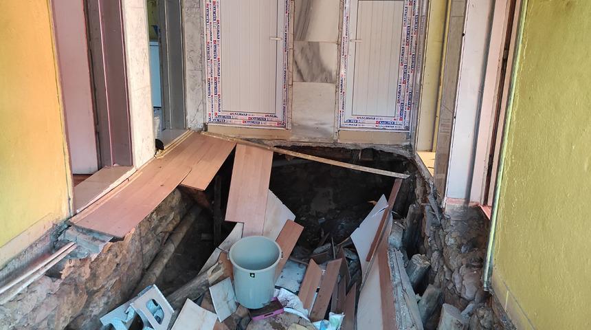 Konya'da duyulan sesin ardından evin zemini çöktü! Korkutan olayın sebebi bakın neymiş