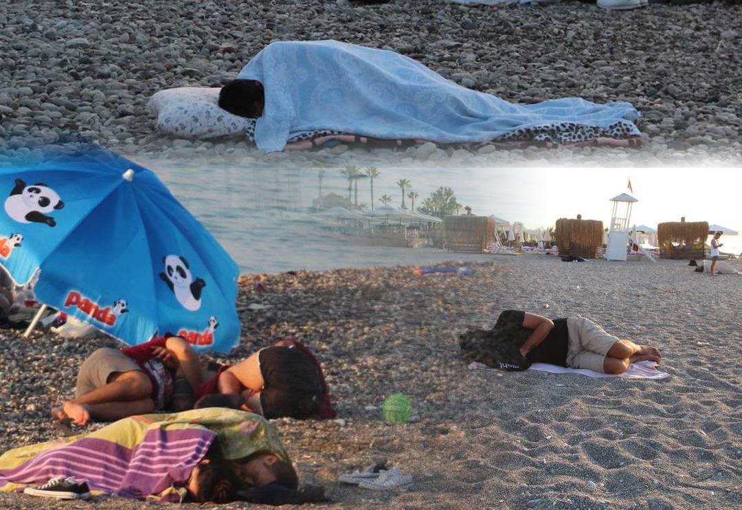 Sıcaktan bunalanlar Konyaaltı Sahili'nde sabahladı