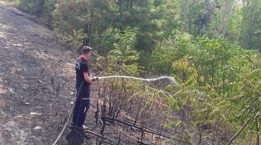 Kırklareli'nde otoyol &uuml;zerindeki ağa&ccedil;lık alanda &ccedil;ıkan yangınlar s&ouml;nd&uuml;r&uuml;ld&uuml;