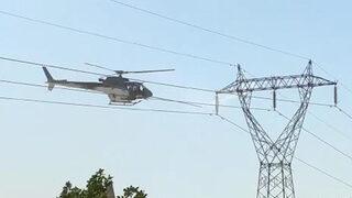 Helikopter yüksek gerilim hattına takıldı zannedildi, vatandaşlar paniğe kapıldı