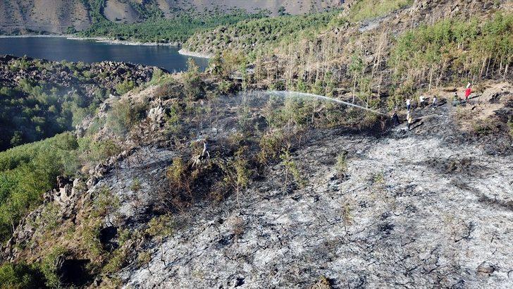 Nemrut Krater Gölü çevresinde çıkan örtü yangını kontrol altına alındı G1