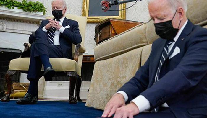 Dünyanın konuştuğu görüntüler! Joe Biden, İsrail Başbakanı Bennett ile görüşmesinde uyuyakaldı