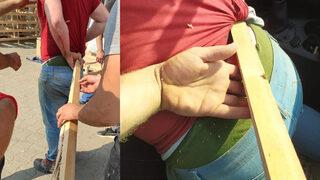 Korkunç kaza! Ağaç kesme makinasından fırlayan kereste beline saplandı