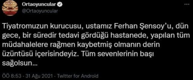 Ferhan Şensoy neden öldü? Ferhan Şensoy kimdir, nerelidir ve kaç yaşındaydı?