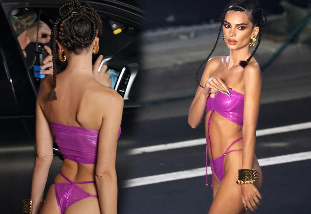 Emily Ratajkowski Rihanna i&ccedil;in boy g&ouml;sterdi! Tanga bikinisiyle şovunu yaptı