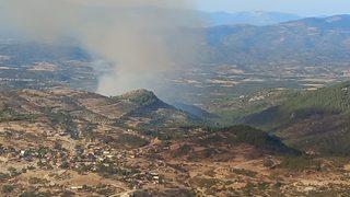 Balıkesir'de çıkan orman yangınına havadan ve karadan müdahale ediliyor