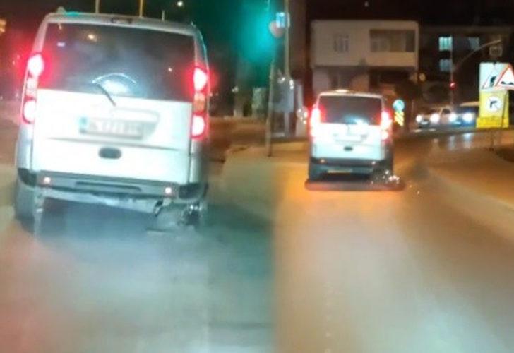 İstanbul'da "pes" dedirten olay! Lastiği patlayan araç jantın üzerinde ilerledi