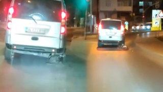 İstanbul'da pes dedirten olay! Lastiği patlayan araç jantın üzerinde ilerledi