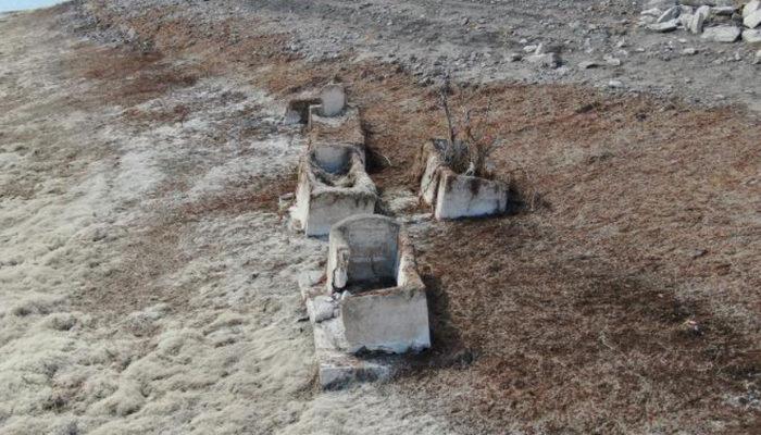 Ürperten görüntü! Sivas'ta baraj suları çekildi, mezarlık ortaya çıktı: Durum vahim