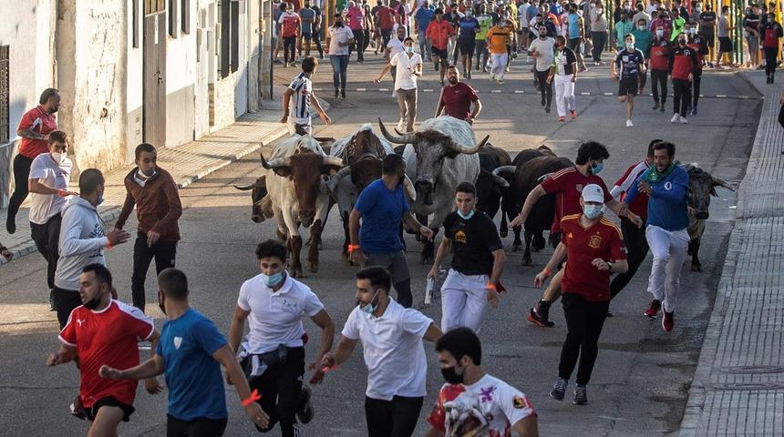 İspanya’da Covid-19 salgının başından bu yana ilk boğa koşusu yapıldı