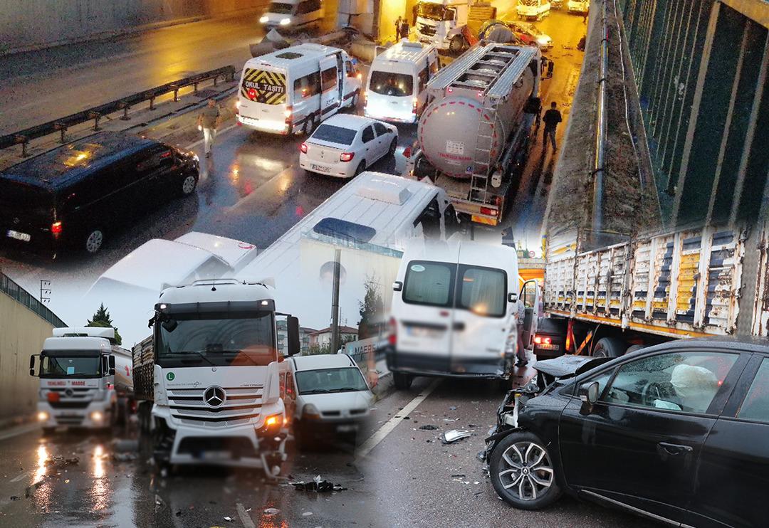 Kocaeli'nde feci kaza! 17 ara&ccedil; birbirine girdi