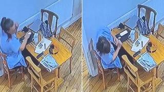 Tüyler ürperten görüntü! Masada bulunan sandalye bir anda hareket etmeye başladı