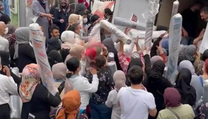 İstanbul'da ucuz halı izdihamı! Polis müdahale etti