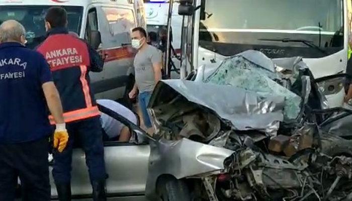 Başkent'te otomobil ile servis kafa kafaya çarpıştı: 5 ölü