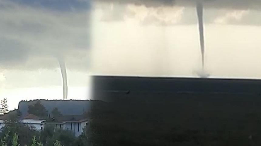 Korku dolu anlar! Kemer'de hortum paniği