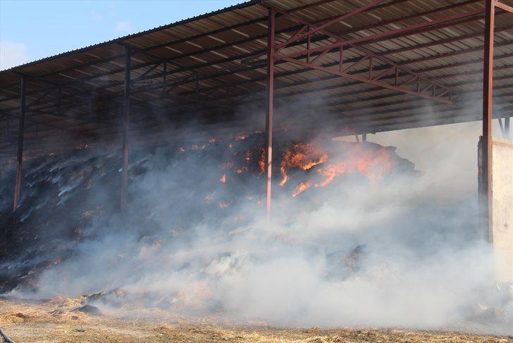 Amasya'da besi çiftliğinde çıkan yangına müdahale ediliyor G1