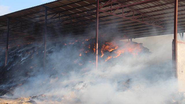Amasya'da besi çiftliğinde çıkan yangına müdahale ediliyor