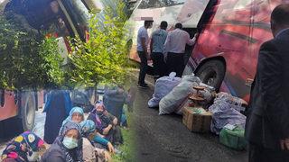 Otobüs uçurumun kenarında asılı kaldı! Şoförün dikkati faciayı önledi