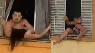 Brezilya'da eşinden şiddet gören ve taciz edilen kadın camdan atlamaya çalıştı
