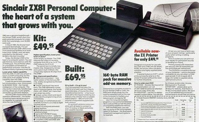 Sinclair reklamlara da önem veriyordu. ZX81'in reklamı gazetelerde sık görülürdü.