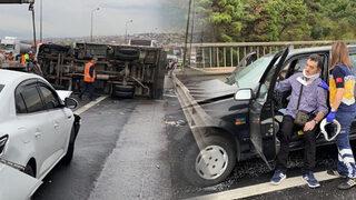 TEM'de zincirleme trafik kazası! Ulaşıma kapanan yol yarım saat sonra açıldı