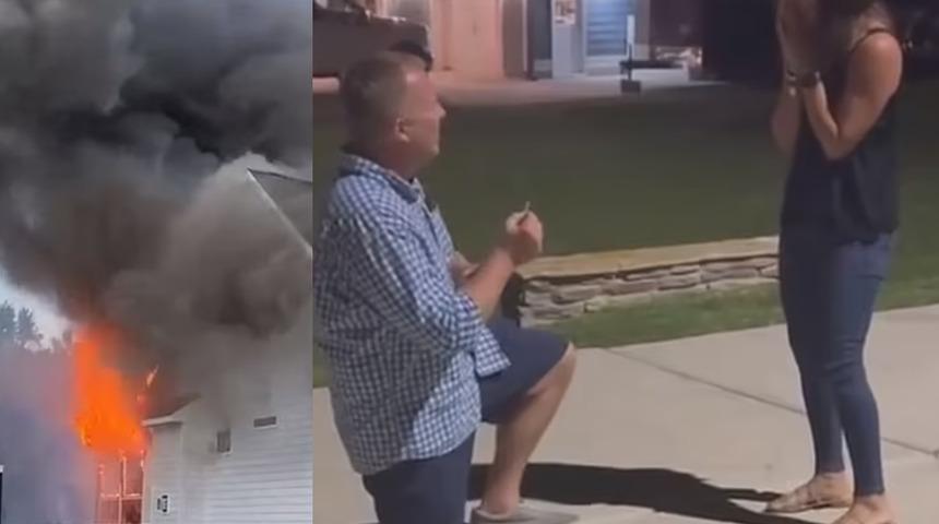 ABD'de şaşkına çeviren olay! Evleri yandı, o evlenme teklifi yaptı: Yüzüğü enkazdan çıkardım