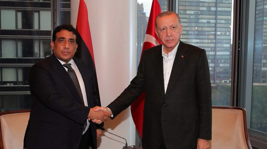 Son Dakika: Cumhurbaşkanı Erdoğan, Libya Başkanlık Konseyi Başkanı el-Menfi ile bir araya geldi