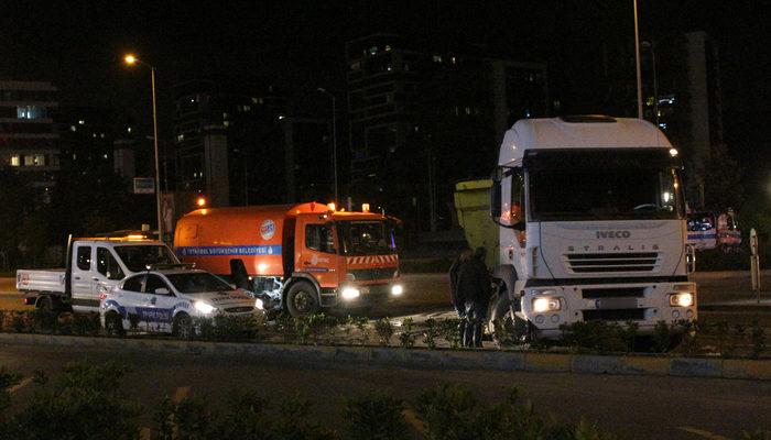 Yasak olduğu halde 'U' dönüşü yapan hafriyat kamyonuna İETT otobüsü çarptı