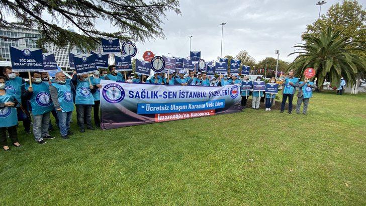 Sağlık çalışanlarından İBB önünde protesto! İmamoğlu'na 'kırmızı' kart G2