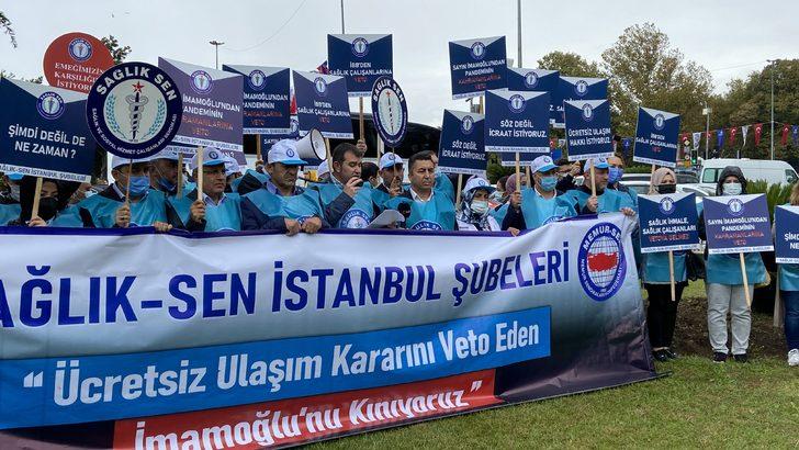 Sağlık çalışanlarından İBB önünde protesto! İmamoğlu'na 'kırmızı' kart G3