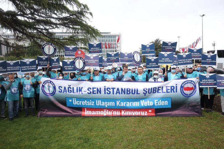 Sağlık çalışanlarından İBB önünde protesto! İmamoğlu'na 'kırmızı' kart G4