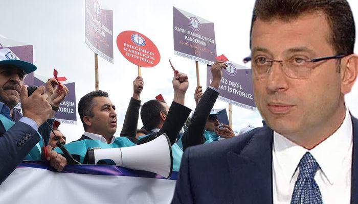 Sağlık çalışanlarından İBB önünde protesto! İmamoğlu'na 'kırmızı' kart