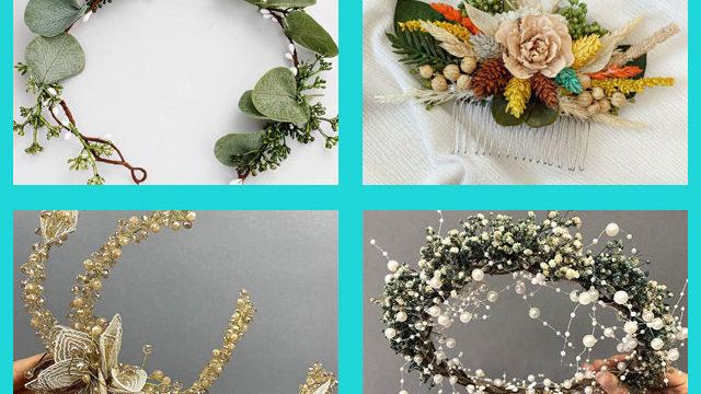 Sonbahar gelinlerinden Özpirinçci’nin çiçeklerle bezeli tacına benzer aksesuar modelleri