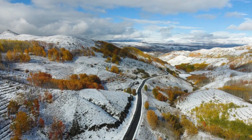 Erzurum ormanlarında kış ve sonbaharın renkleri görsel şölen yaşattı