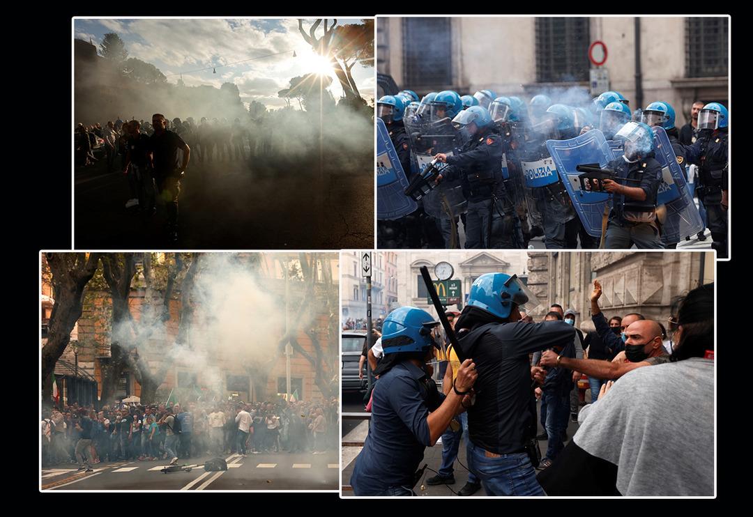 İtalya'da "Yeşil Ge&ccedil;iş" protestosu! Arbede &ccedil;ıktı