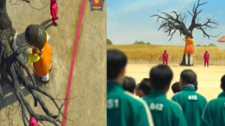 Hindistan polisinden trafik kurallarına Squid Game çözümü! Sosyal medyada viral oldu