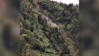 Rize'de korkutan olay! Heyelan anı saniye saniye görüntülendi  