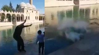 Canlı yayın yaparken Balıklıgöl’e düştü