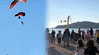 Fethiye'de korku dolu anlar! Havada çarpışıp denize düştüler