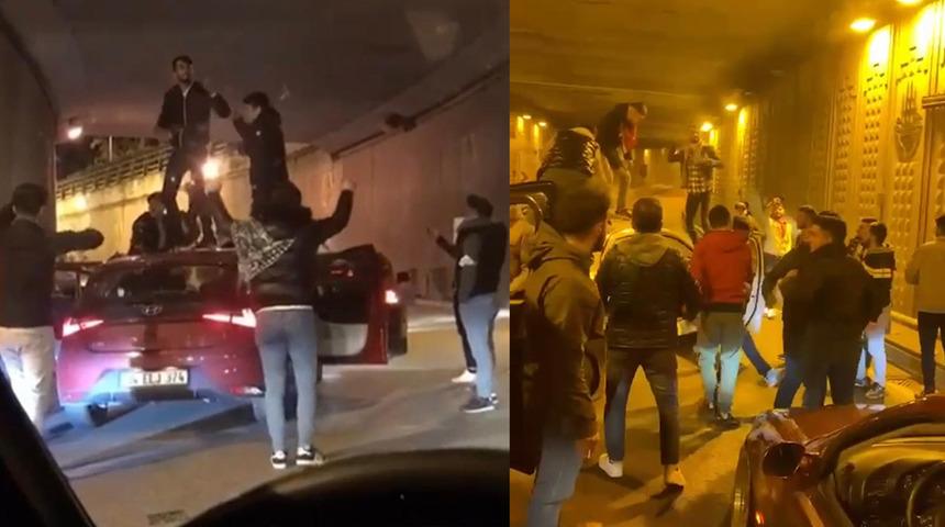 Pes dedirten görüntüler! Tüneli kapatıp asker eğlencesi yaptılar