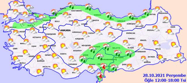 meteorolojiden cok sayida il icin yagis uyarisi 28 ekim persembe hava durumu son dakika haberler